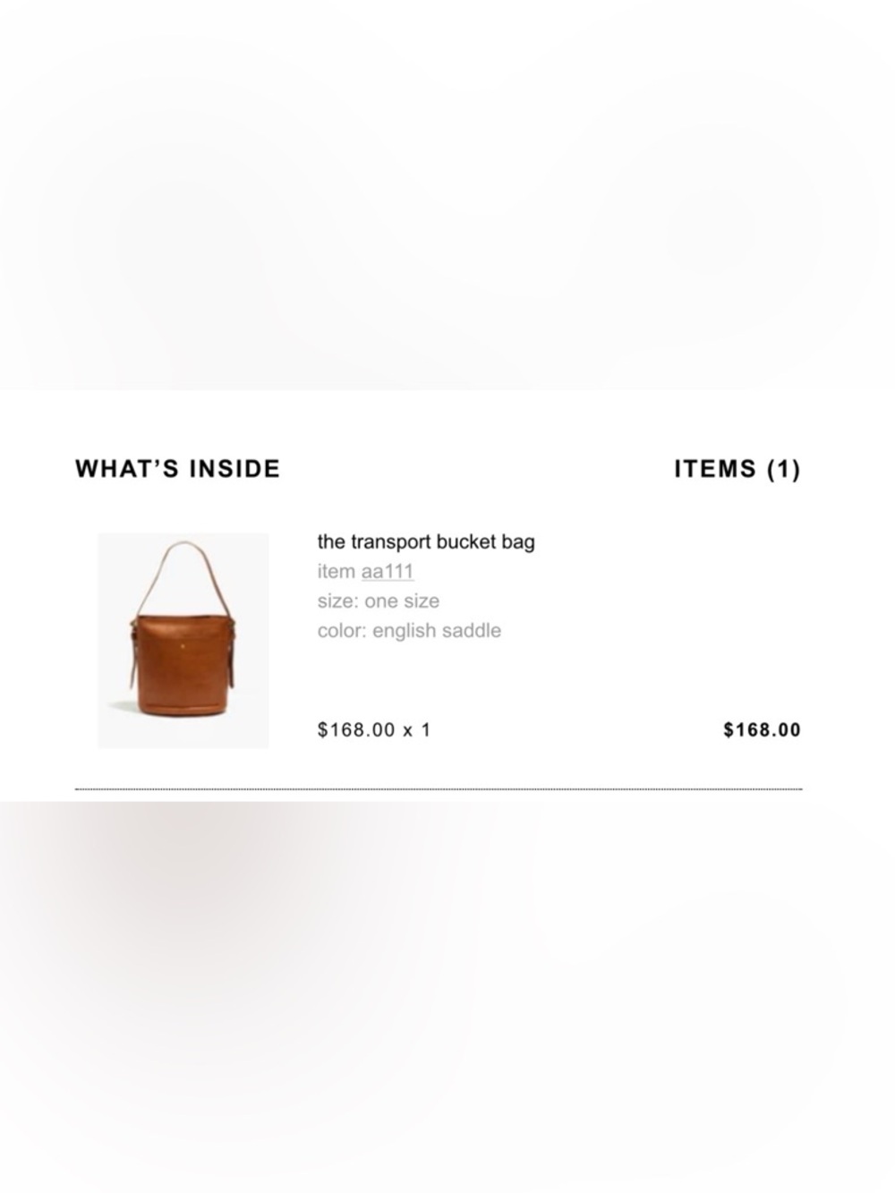 Madewell English Saddle Leather Transport Bucket Bag